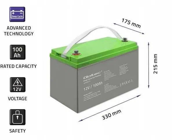 Акумулятор Qoltec AGM battery | 12V | 100Ah | max 1200A METON  12V 100AhVRLA фото