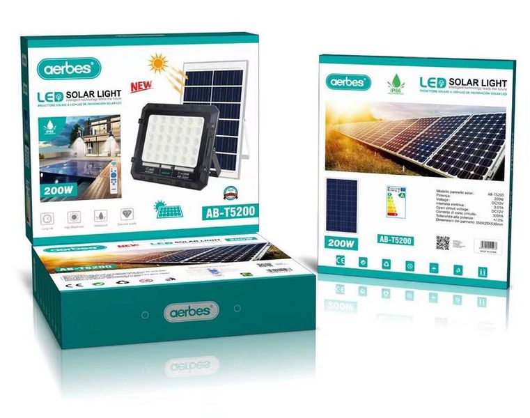 LED прожектор на сонячній батареї 200W METON - SOLAR200Wp фото