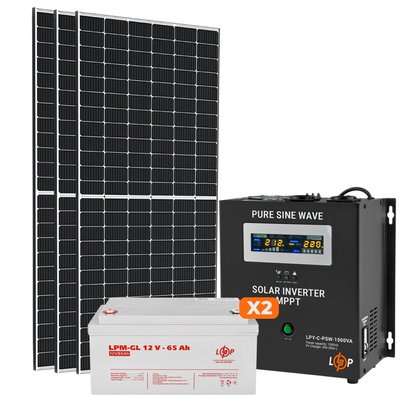 Сонячна електростанція (СЕС) Стандарт 1kW АКБ 1.5kWh Gel 65 Ah METON - 1500 фото