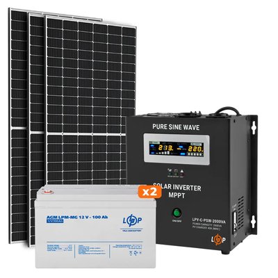 Сонячна електростанція (СЕС) Стандарт 1.5kW АКБ 2.4kWh mGel 100 Ah  METON - 10501500 фото